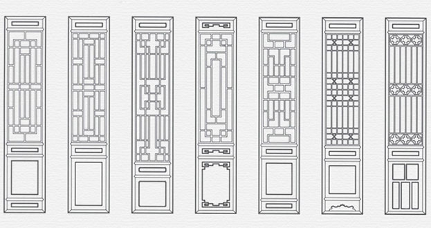 海丰常用中式仿古花窗图案隔断设计图